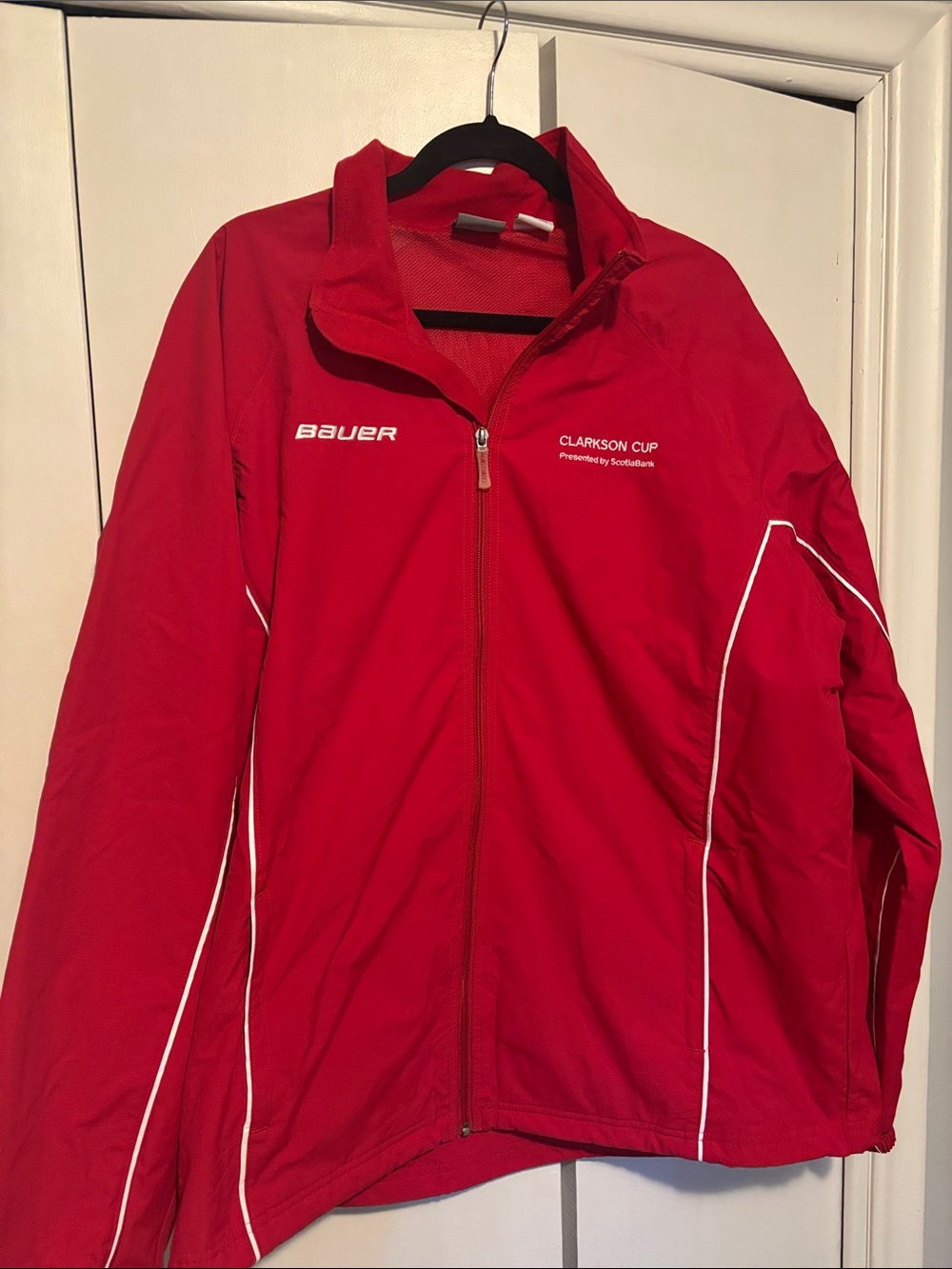 Bauer Red Lightweight Full-Zip Jacket with White Piping